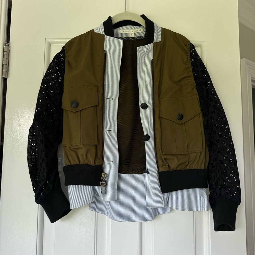 Veronica Beard Colorblock Pattern Bomber Jacket - image 3